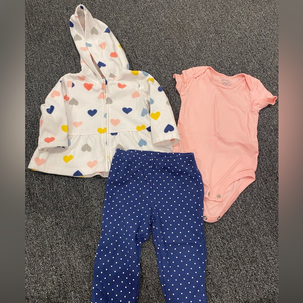 Girls 9 month Carter’s Fleece Hoodie Outfit